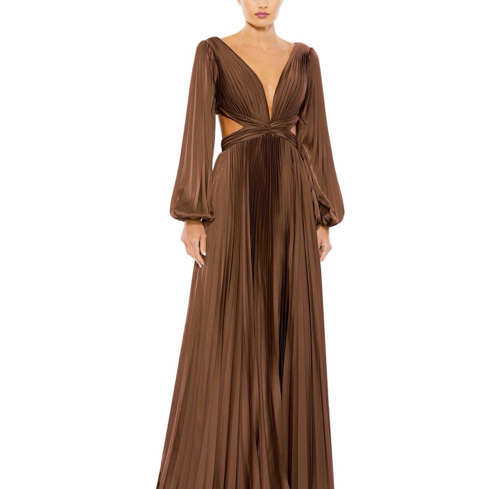Ieena Mac Duggal 26737 - Long Sleeve V-Neck A-Line Gown